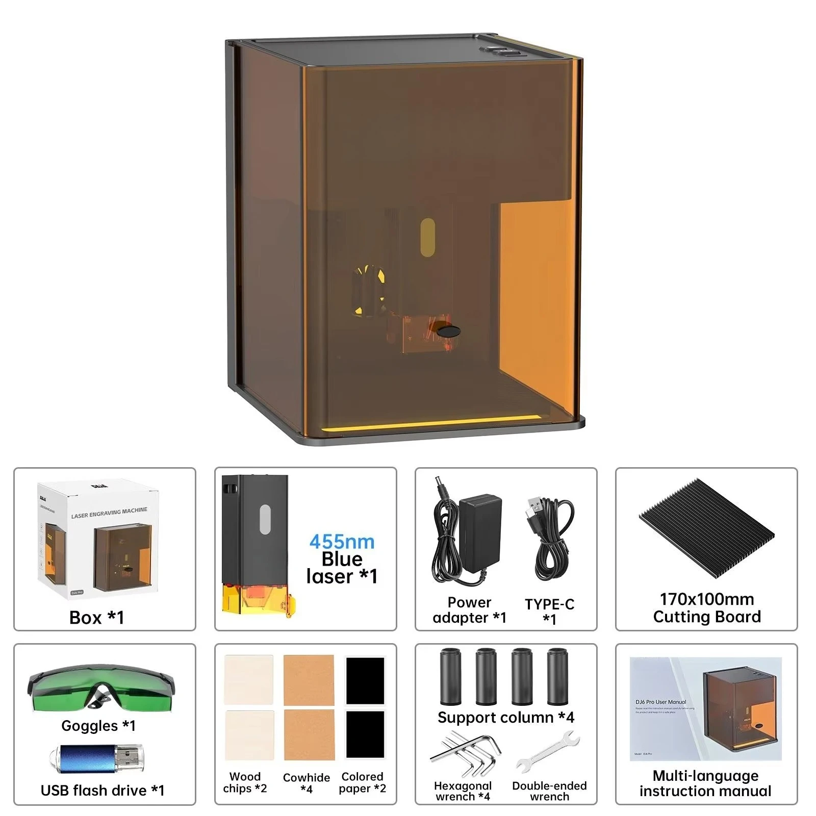 Diode Fully Enclosed Laser Engraving Portable Mini Machine for Wood Metal Paper & Leather Easy to Operate