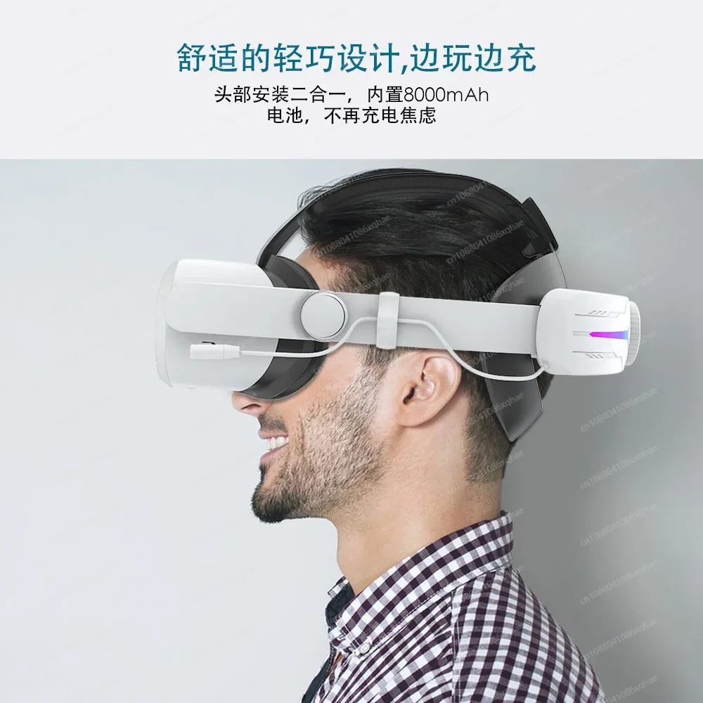 Oculus Quest 2 Battery Head Strap | 8000mAh Extended Life, Adjustable Comfort Headset & VR Accessory