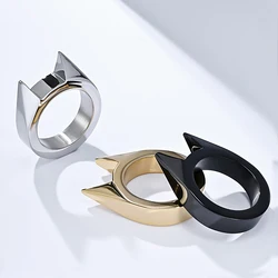 Creativity Fashion 316L Stainless Steel Cat Ears Ring for Men Women Punk Hip Hop Personality Couple Rings Jewelry Gift Wholesale
