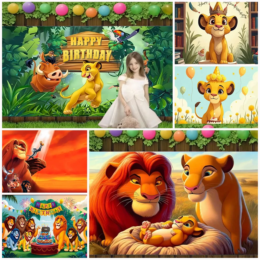 

Disney Lion King Simba Themed Birthday Party Backdrop Cloth Forest Adventure Background Decoration Baby Shower Photography Props