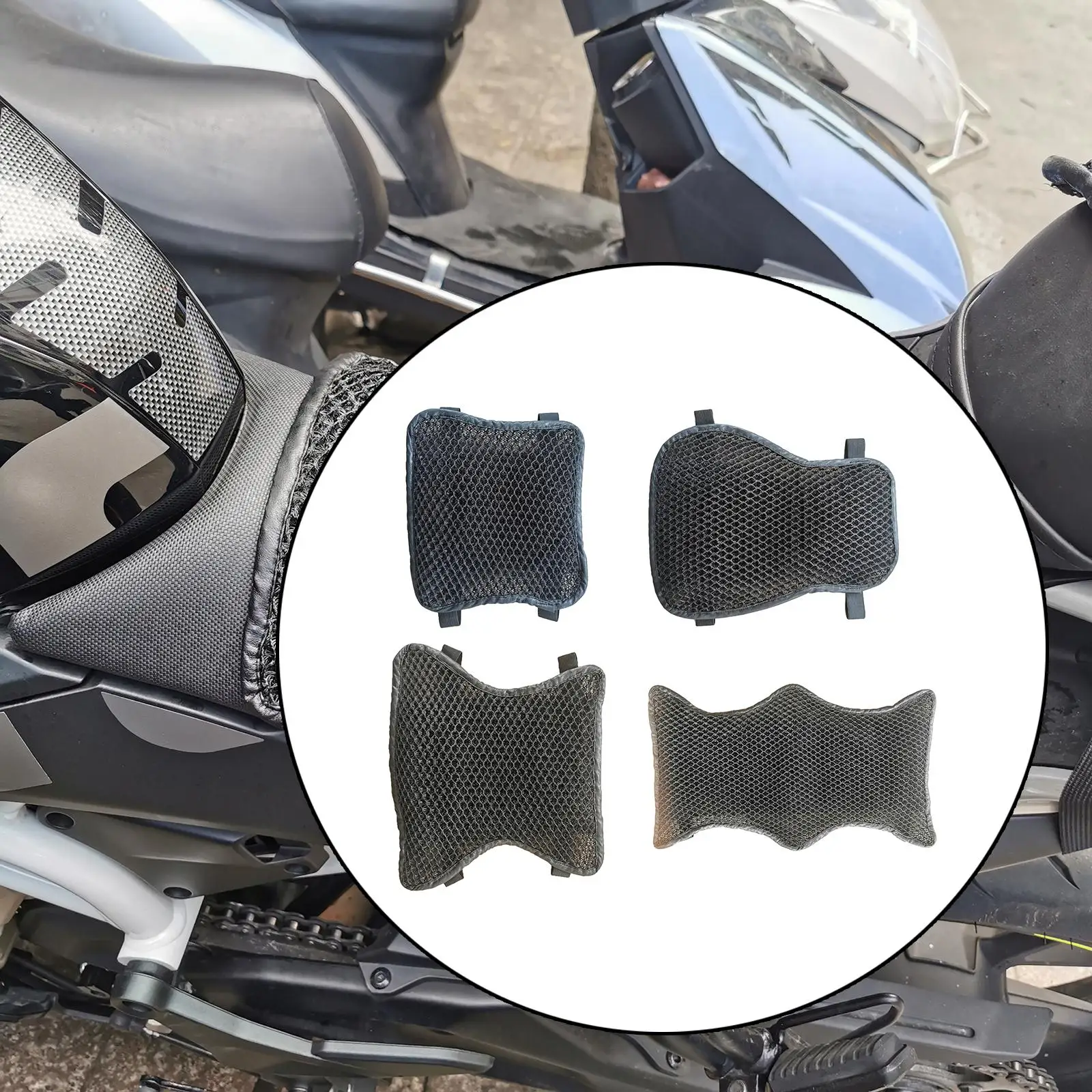 Motorcycle Seat Cushion Pad 3D Mesh Anti-slip Comfortable Butt Protector for Long Rides Motorbike Sport Touring view 3