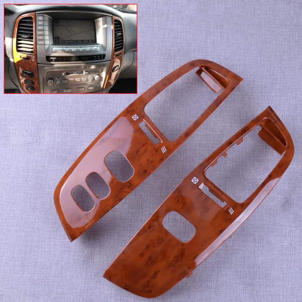 1 Pair Wood Grain Car Dashboard Air Vent Frame Panel Cover Fit for Toyota Land Cruiser 100 LC100 FJ100 1997-2005 2006 2007 LHD