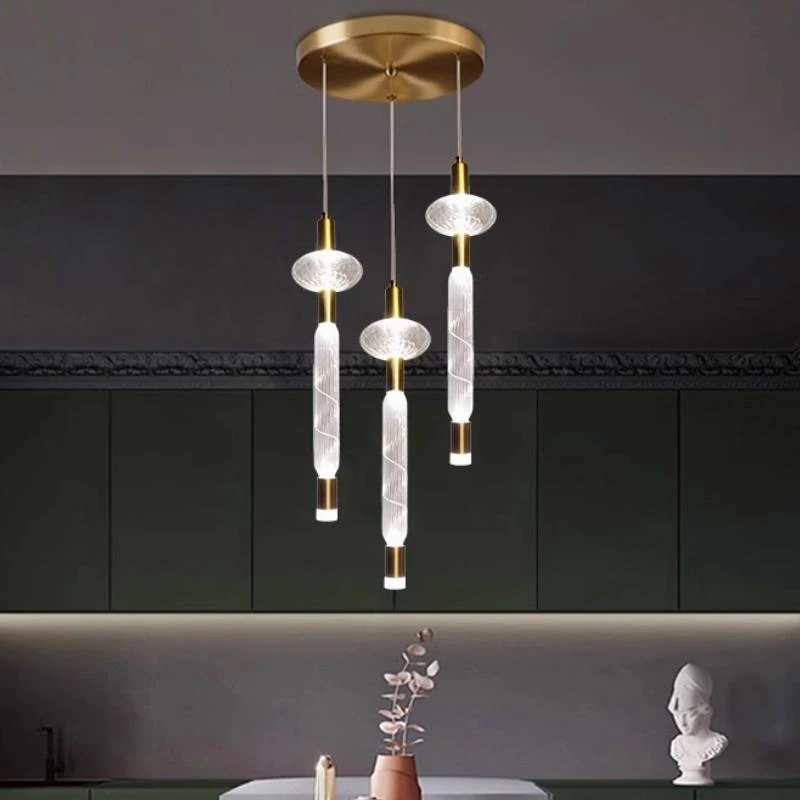 Lámpara decorativa de Bar con forma de copo de nieve, candelabros de tubo de cristal para cocina, comedor, lámparas led, iluminación colgante para escalera de Hotel