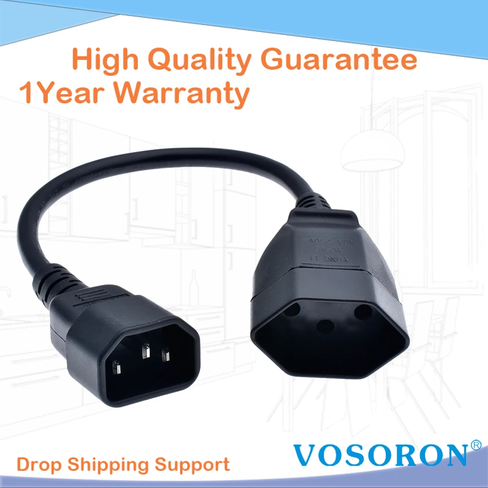 Switzerland Outlet Socket Power Cord , IEC 320 C14 Male to Swiss SEV1011 3Pin Female Socket Power Cable For UPS PDU,IT equipment