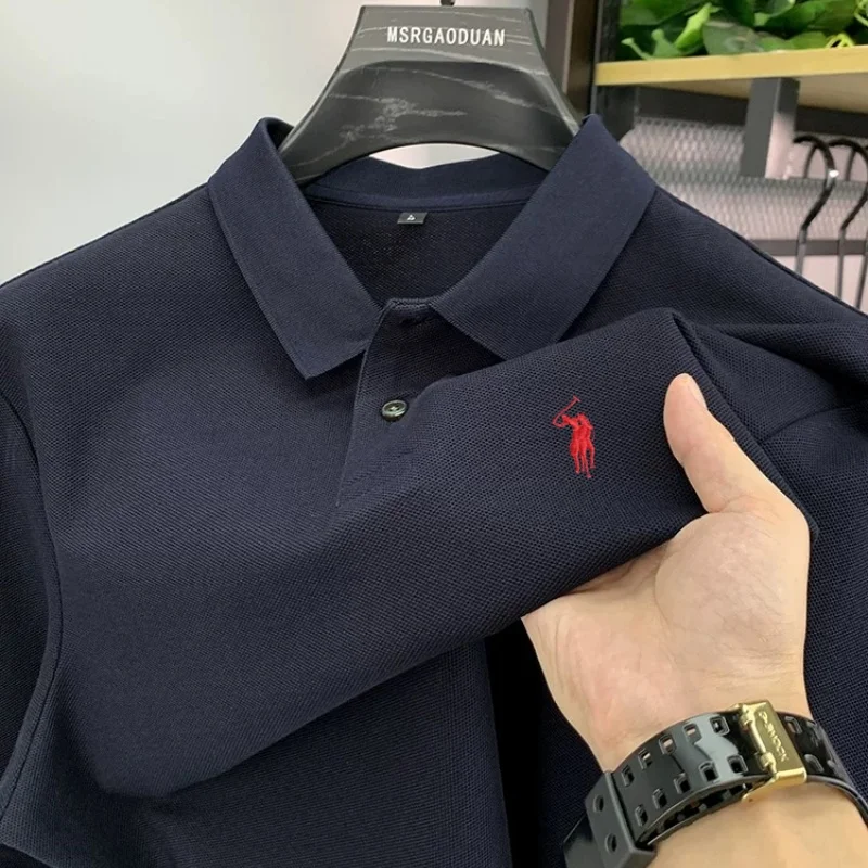 

100% Хлопок Высокий уровень бренды длинными рукавами polo рубашки дизайнеры роскошные пони вышивка мужчины корейская стиль мода новая комфортабельная футболка
