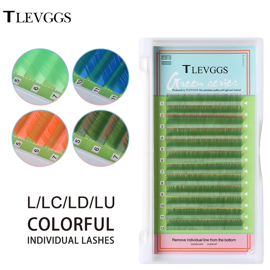 

NEW TLEVGGS Colored Eyelashes Make Up UV Neon Lash Soft Natural Synthetic Mink Rainbow Eyelash Cilios Makeup Tool