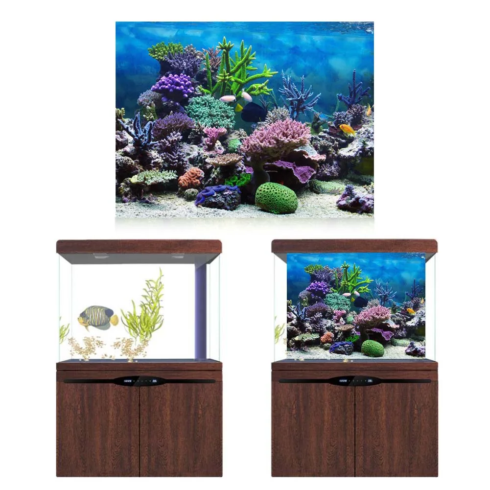 Aquarium Poster Fish  Poster PVC Adhesive Underwater Coral Aquarium Fish  Background Poster Backdrop Decoration Paper