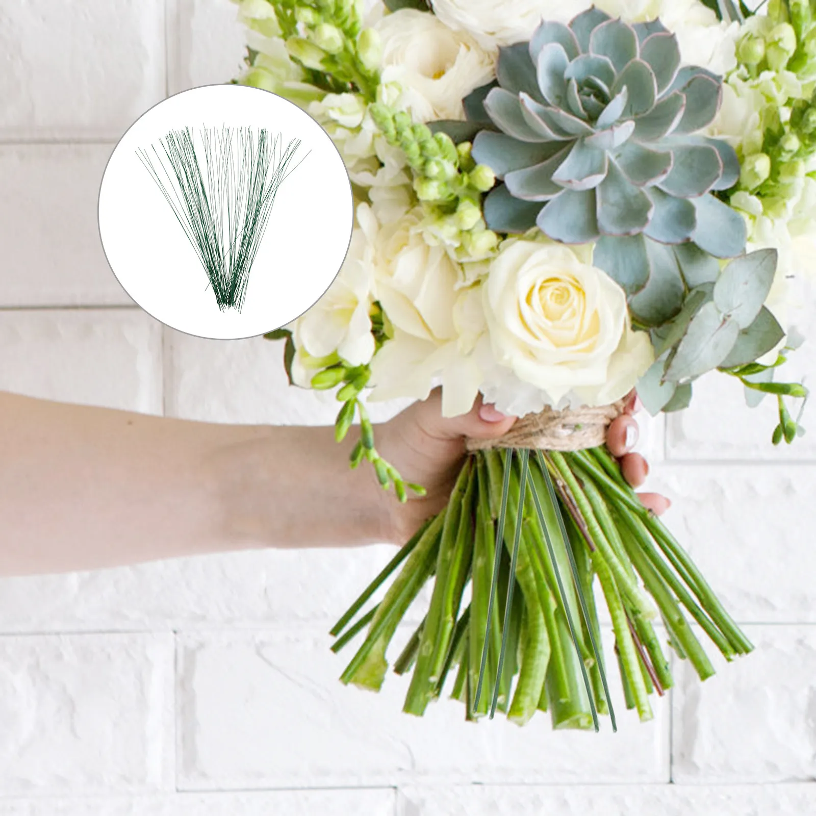 

100Pcs 22 Gauge Floral Wire Wrapped Iron Wire Flexible Flower Rods Stems for DIY Crafts Artificial Flower