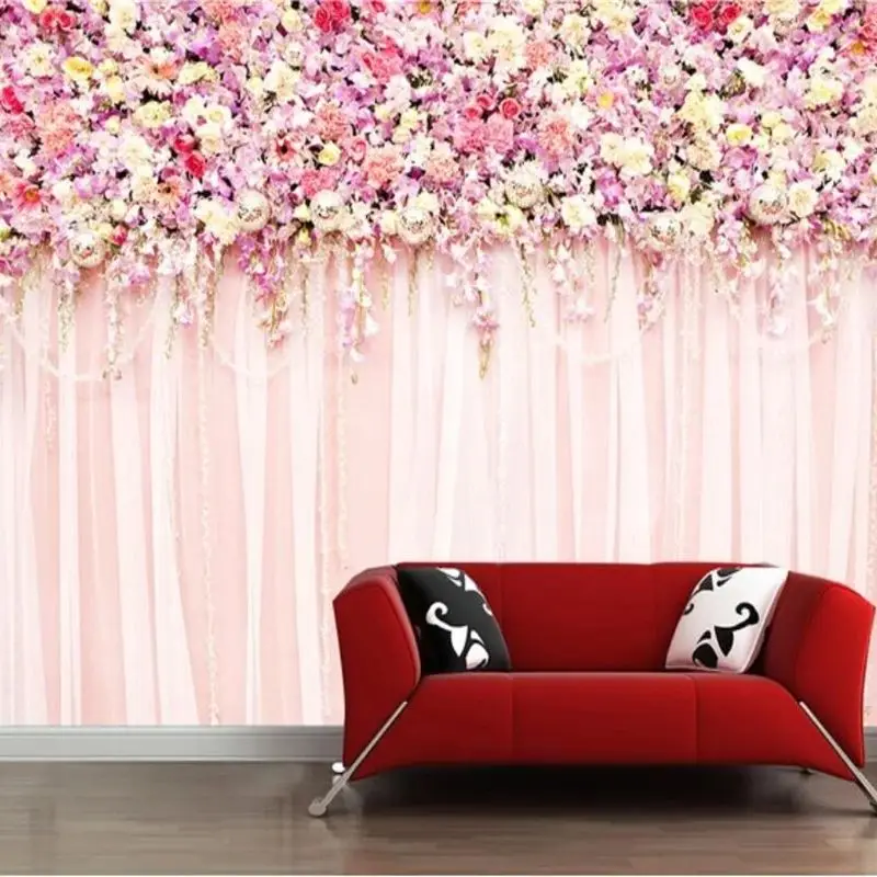 beibehang Custom wallpaper 3D photo mural warm pink flower rose Living room TV background wall papers home decor papel de parede