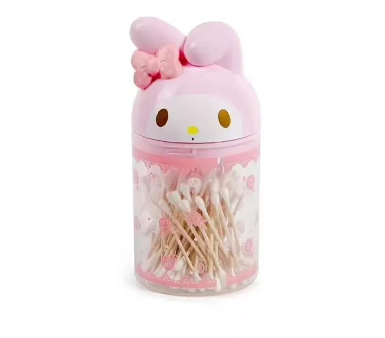 Kawaii Cartoon kreative Wattes täbchen Box Anime Hello kittys Cinna moroll meine Melodie Purin Desktop Storage Barrel 3D Wattes täbchen Box