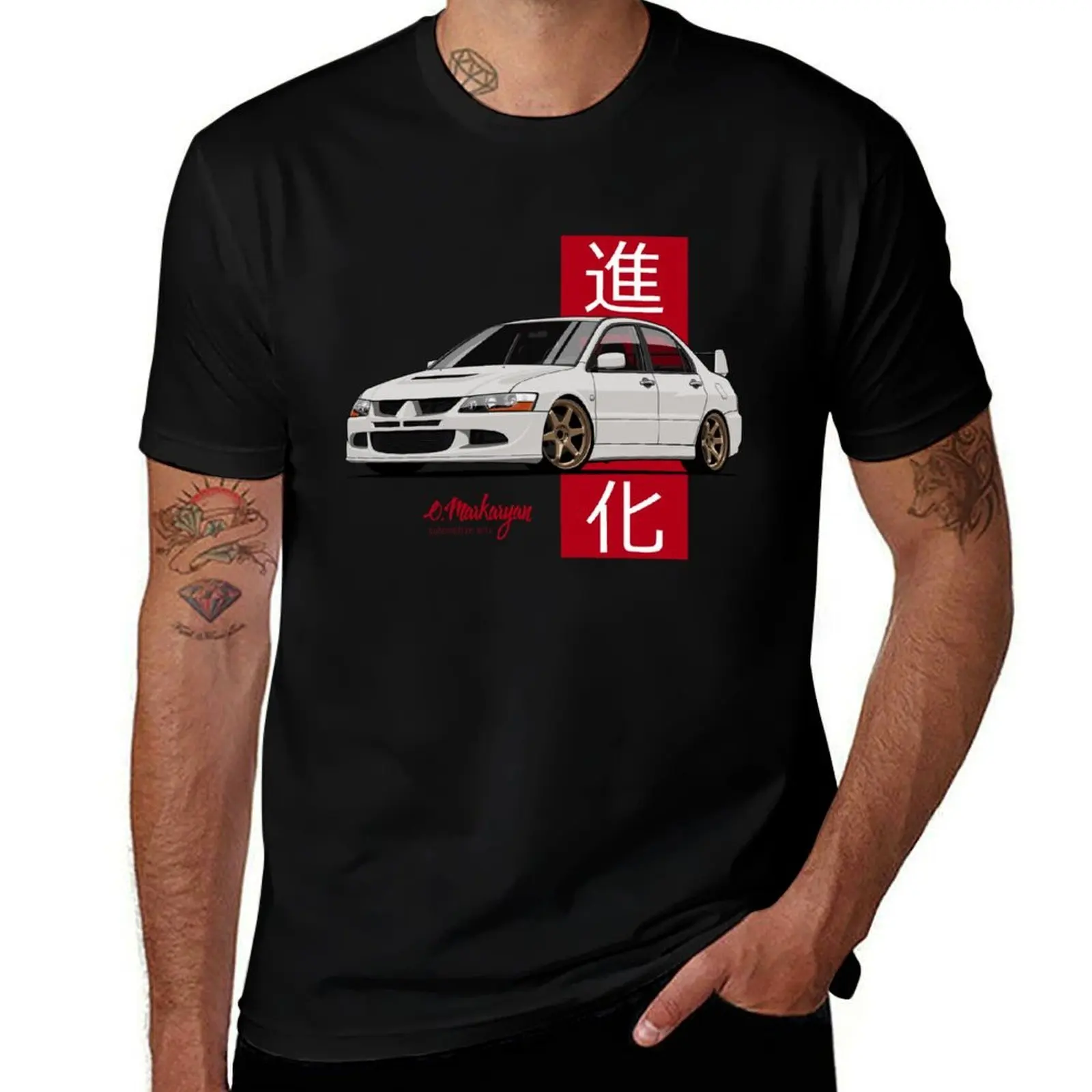 T-shirt Lancer Evolution VIII (blanc) à motif imprimé décontracté
