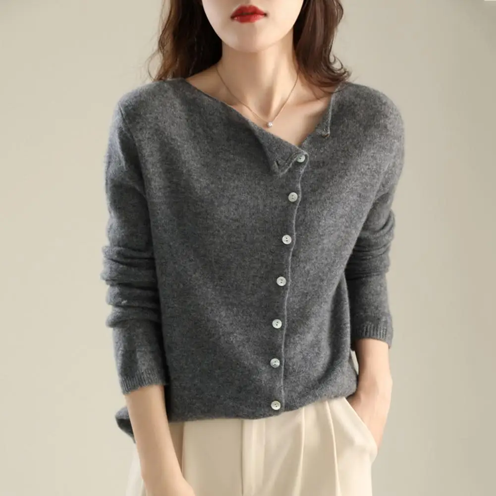 Women Knit Cardigan Sweater O-neck Spring Autumn Knitted Cashmere Cardigans Solid Single Breasted Womens Sweaters Knit Tee