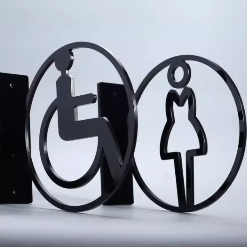 Toilets Plaque Men\'s and Women\'s Bathroom Signage Hotel WC Toilet Signage Side-mounted Restroom Reminder Public Toilet Signage