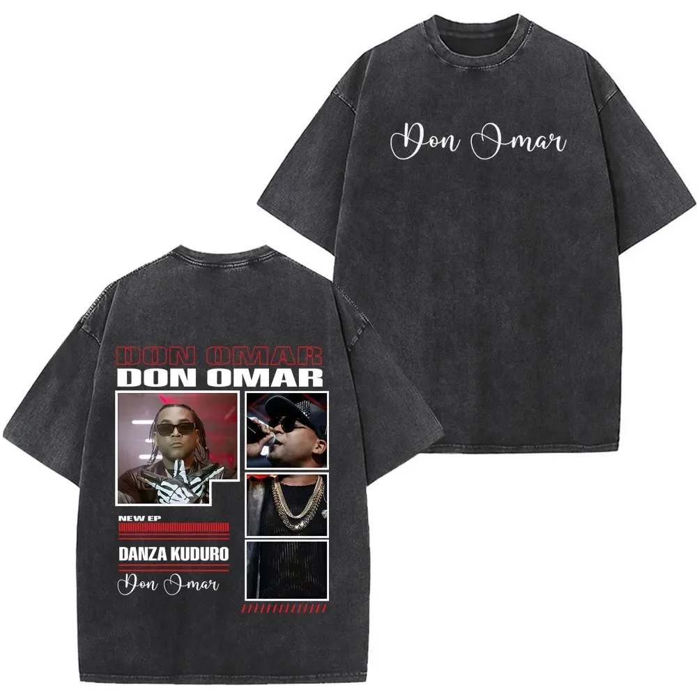 Camisetas Hip-hop para Hombre y Mujer, Camisetas con Estampado del Álbum del Rapero Don Omar, Camisetas Vintage Lavadas de Manga Corta, Camisetas Casuales de Algodón, Regalos para Fans
