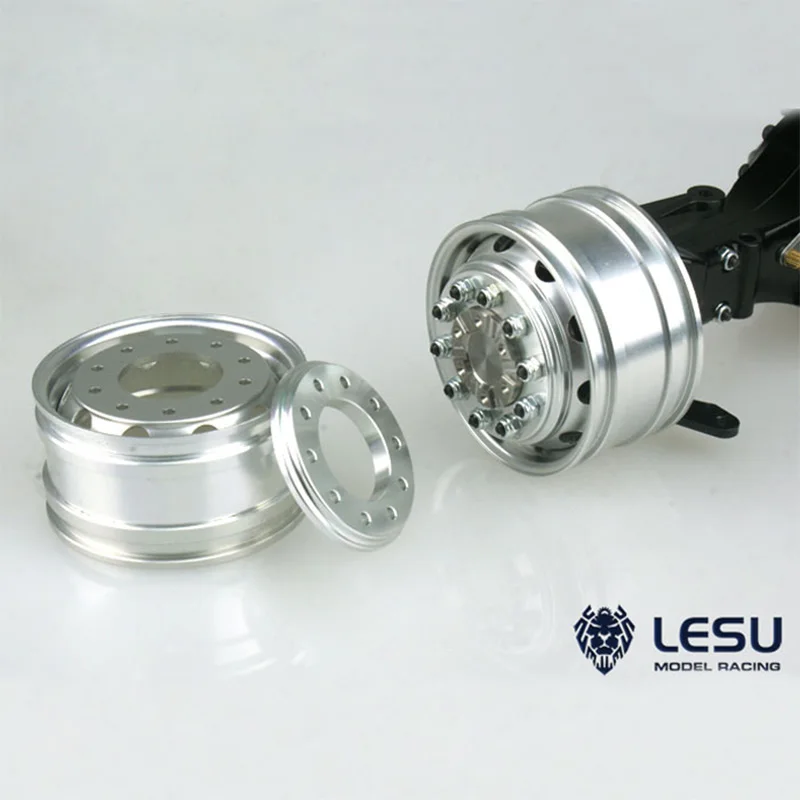 Lesu 1/14 tamiya trator caminhão basculante modelo brinquedo flange liga de alumínio frente roda larga cubo modelo acessórios