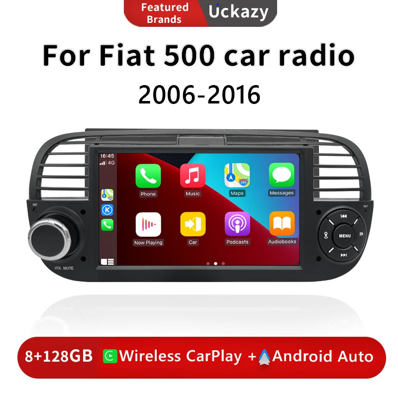 

7 Inch Car Radio Android 13 for FIAT 500 2007-2015 Audio Stereo GPS Multimedia Player DSP WIFI Bluetooth WirelessCarPlay 4G-LTE