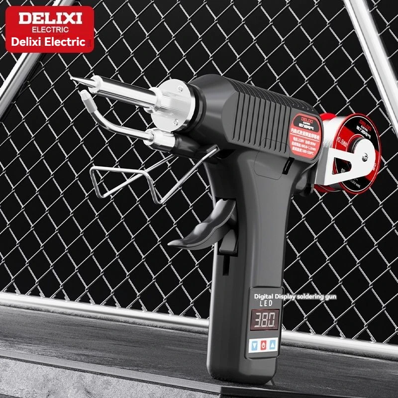 DELIXI Electric Soldering Iron High-power Soldering Machine Welding Tools Digital Display Temperature Adjustment Automatic Gun