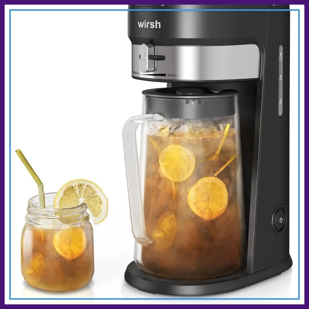 Iced Tea Maker with 3QT Pitcher, Iced Coffee Maker with Strength Control and Reusable Filter, Perfect for Iced Coffee, Latte, Tea, Lemonade, Flavored Water