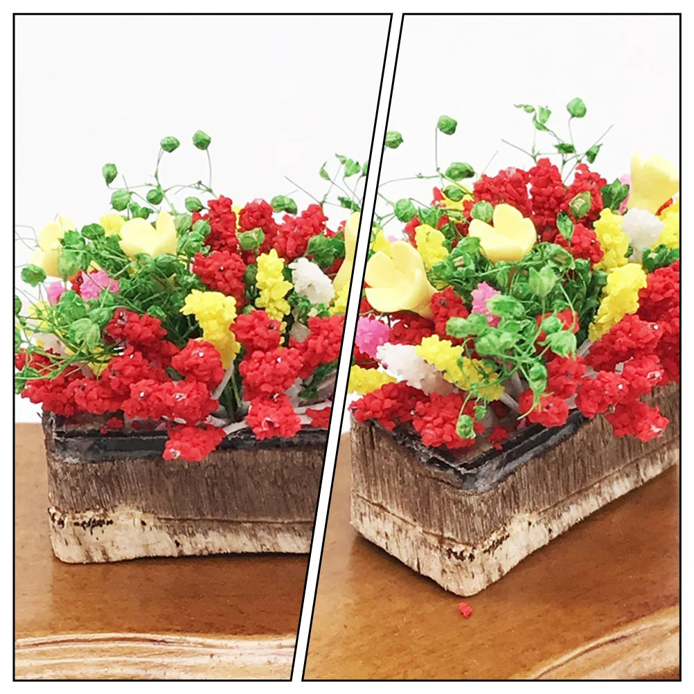 3 Pcs House Potted Plant Decor Resin Miniature Flower Model Simulation Artificial