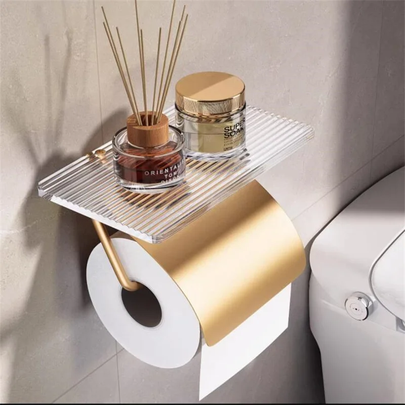 Metal Bathroom Accessories Toilet Paper Holder Organizer Wall Mount WC Phone Holder Towel Roll Shelf Dyson Airwrap Tocadores