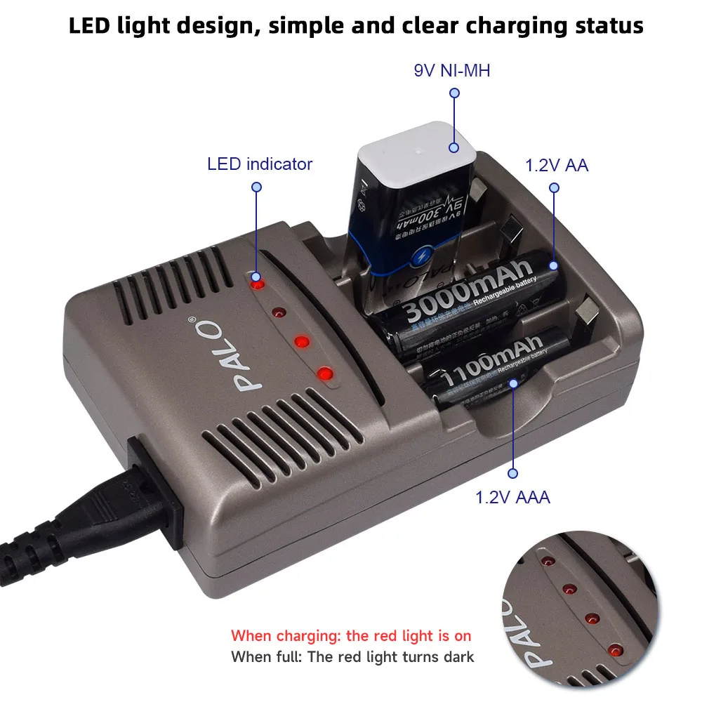 بالو 6F22 9 فولت ni-mh بطارية قابلة للشحن 9 فولت 300 مللي أمبير بطاريات 9 الجهد المنخفض الذاتي التفريغ 9 بطارية فولت مع الشواحن الذكية
