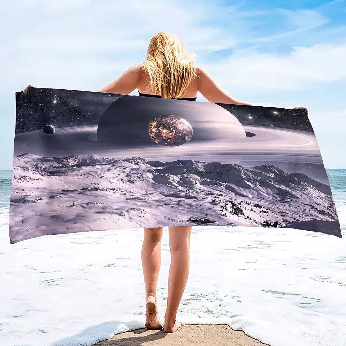 Beach Towel Planet Universe Space Microfiber Beach Towels,Super Absorbent Sand Free Quick Dry Travel/Pool Towel for Kids Adults