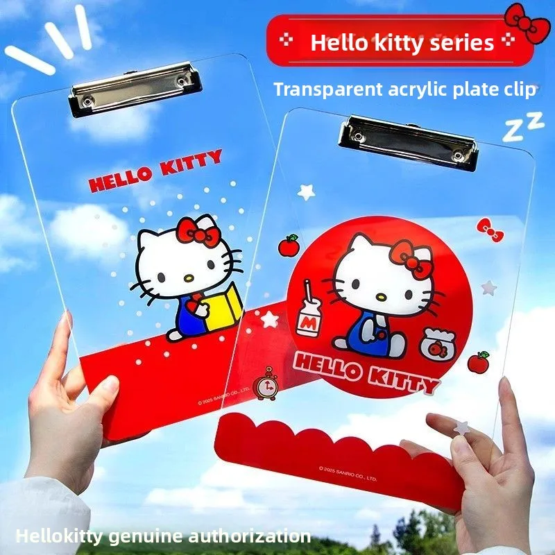 Genuinely Authorized HelloKitty Acrylic Transparent Splint, Cute Cartoon Folder Splint, Kawaii Student A4 Pad, Holiday Gift