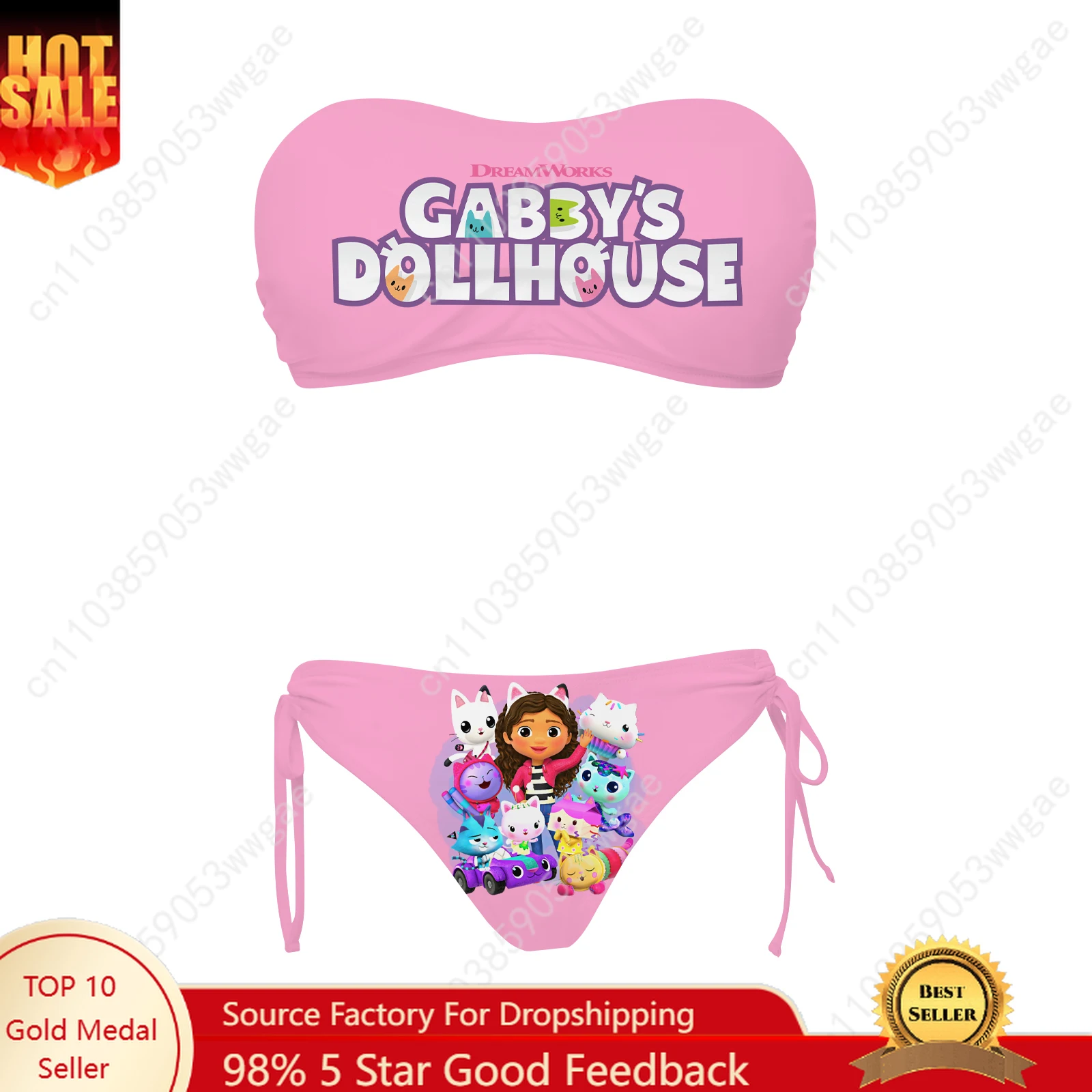 

Gabby's Dollhouse Swimsuit Womens Drawstring Two Piece Set Bathing Suit Personalized Swimwear Beach Bikini Customized Beachwears