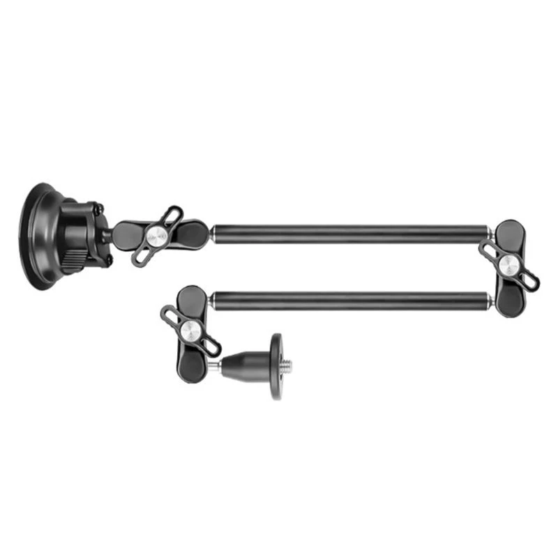 E56B Adjustable Articulating Arm with Clamp Suction Base and Phone Holder Clip for Desk Mount With 1/4 3/8 Screw for Bed