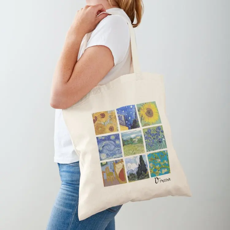 

Подарочная сумка-тоут с коллажем в стиле Ван Гога, женская сумка для покупок, персонализированная сумка-тоут, многоразовые сумки для продуктов, сумка-шоппер для женщин