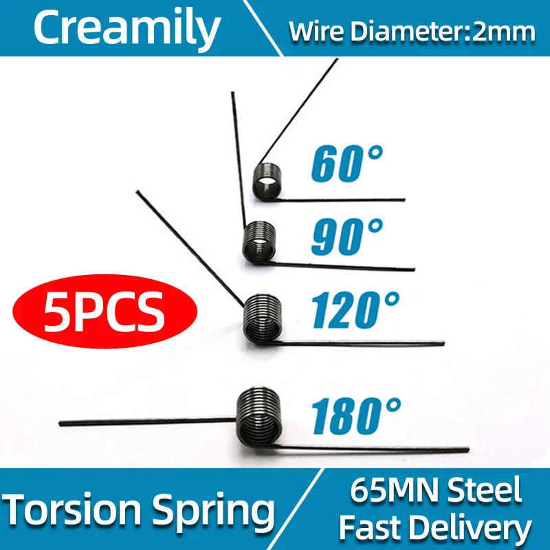 Creamily Wire Diameter 2.5mm 65Mn Steel V-shaped Torsion Spring Torsion Torsion Spring Clamp 60 90 120 180 Degrees Spring