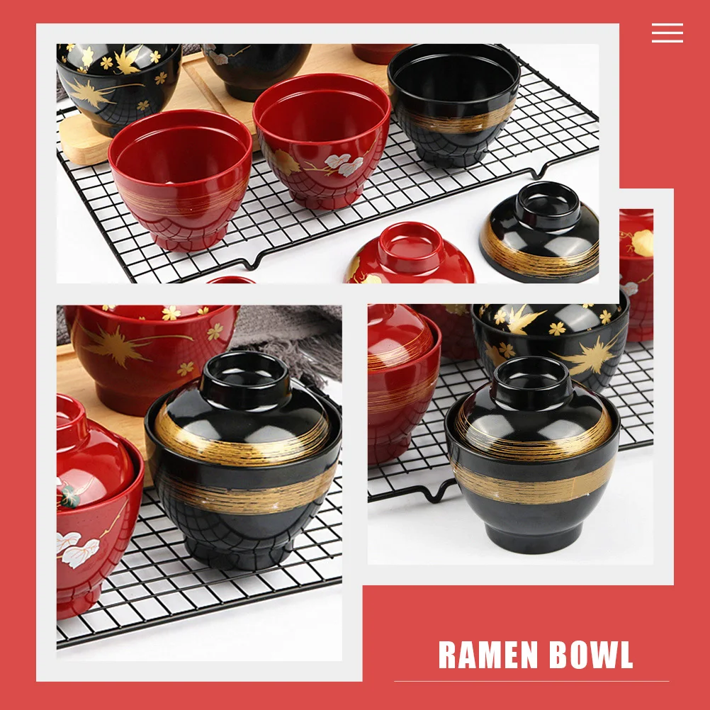 

1 Set Of Traditional Japanese Style Lidded Bowl 1200Ml Premium Sturdy Material For Ramen Rice Noodle Soup Kitchen Restaurant Use