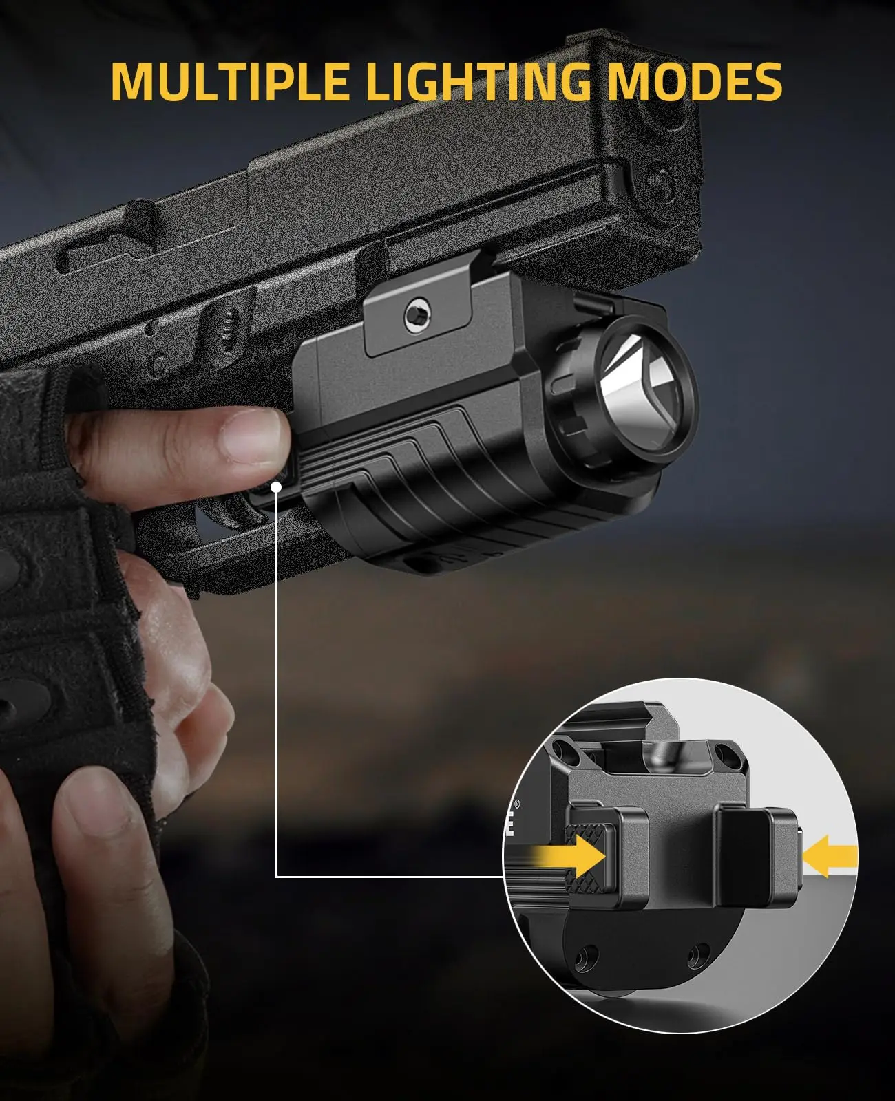 

CVLIFE 800 Lumens Flashlight Mini Pistol Light Rechargeable with Sliding Rail Compact with Strobe Mode for GL Rails for Hunting