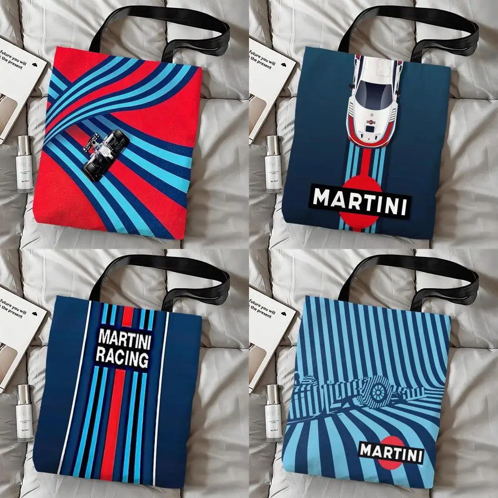 M-Martini Racing Storage Bags Double-Sided Printed Canvas Tote Bag Large Capacity Women Shoulder Handbag