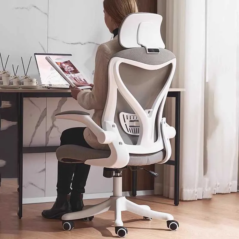 White/Black High Back Ergonomic Mesh Office Chair Armchair Recliner Computer Chair with Adjustable Headrest Stuhl Furniture