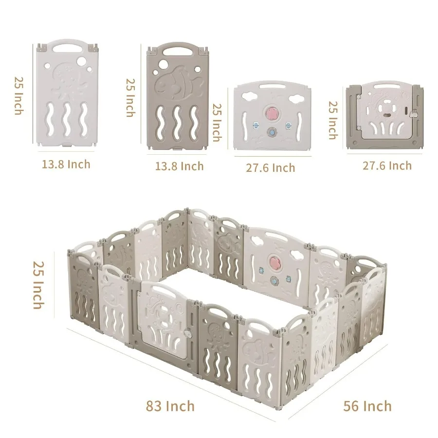 روضة أطفال قابلة للطي للأطفال الرضع والأطفال الصغار 18 لوحة قلم لعب للأطفال كبير ساحة لعب للأطفال محمولة سياج أطفال #4