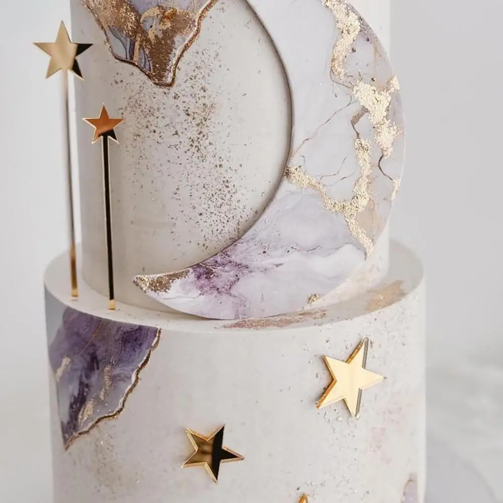 24 Stück Gold Stern Kuchendeckel Geburtstagsdekorationen Acryl Kuchendeckel für Kuchendekorationszubehör Kit – Detail 6