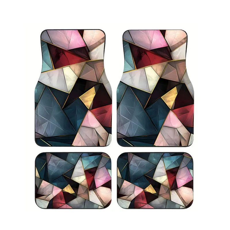 

Multicolor Geometric Glass Car Floor Mats 4pcs Universal Non-slip Auto Foot Mats