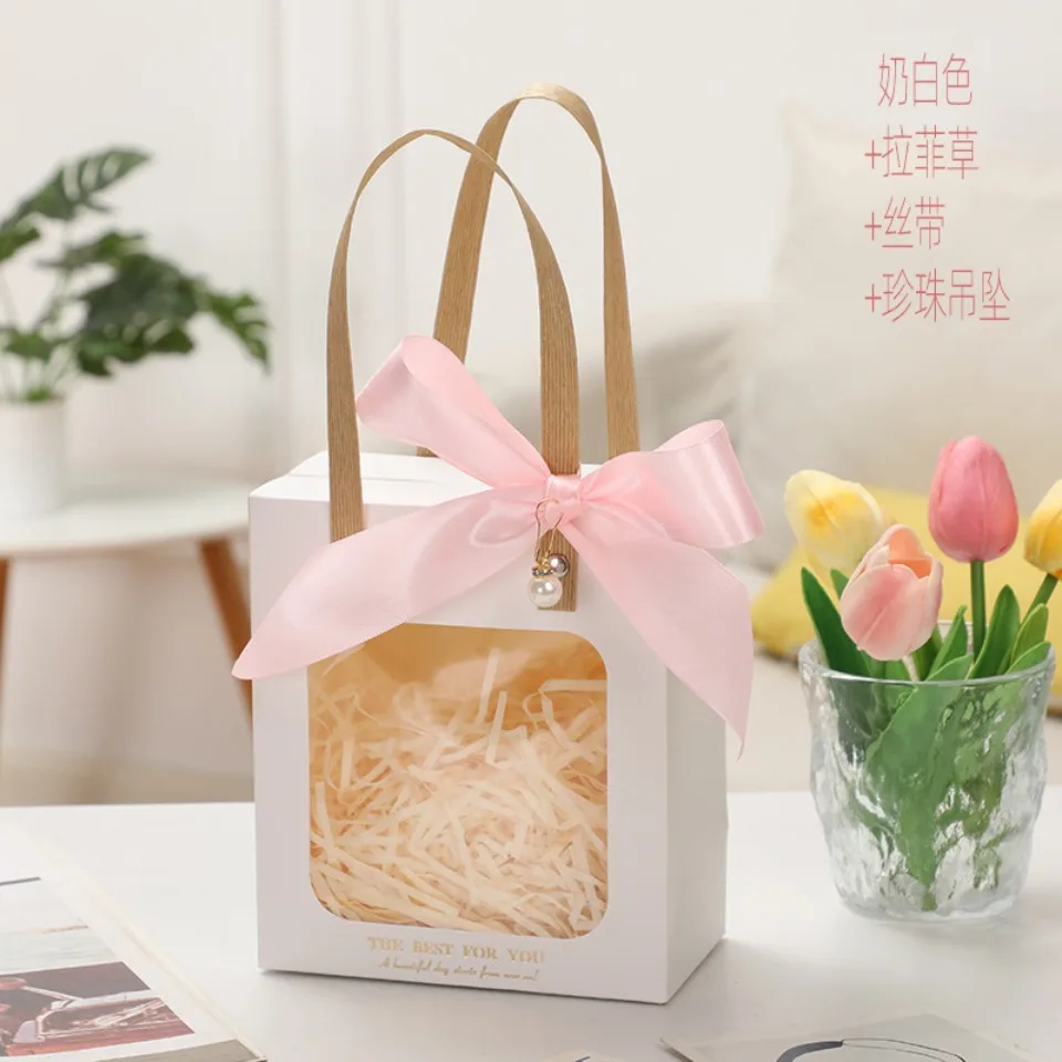 5/10/20 teile/satz Rosa Weihnachten Geschenk Verpackung Tasche Transparente Fenster Papier Box DIY Schokolade Hochzeit Geburtstag handheld Geschenk Pack – Detail 3