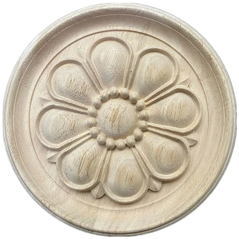25cm Wood Carved Onlay Appliques Furniture Cabinet Unpainted Frame Wooden Mouldings Decal Home Decoration Furniture Accessories