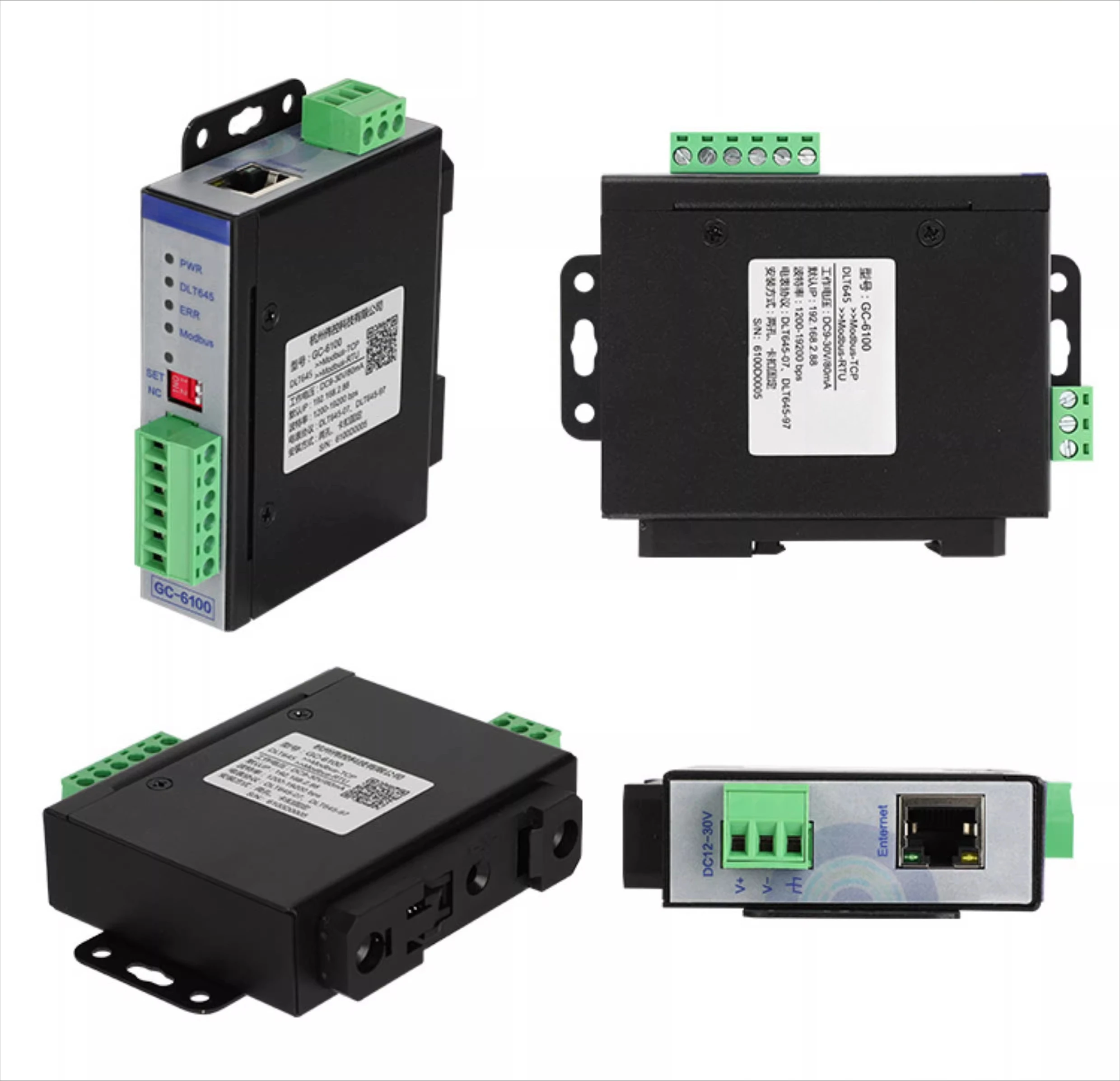 DLT645 to Ethernet port Modbus-TCP protocol converter, DL protocol centralized meter reading device, electric meter to Ethernet