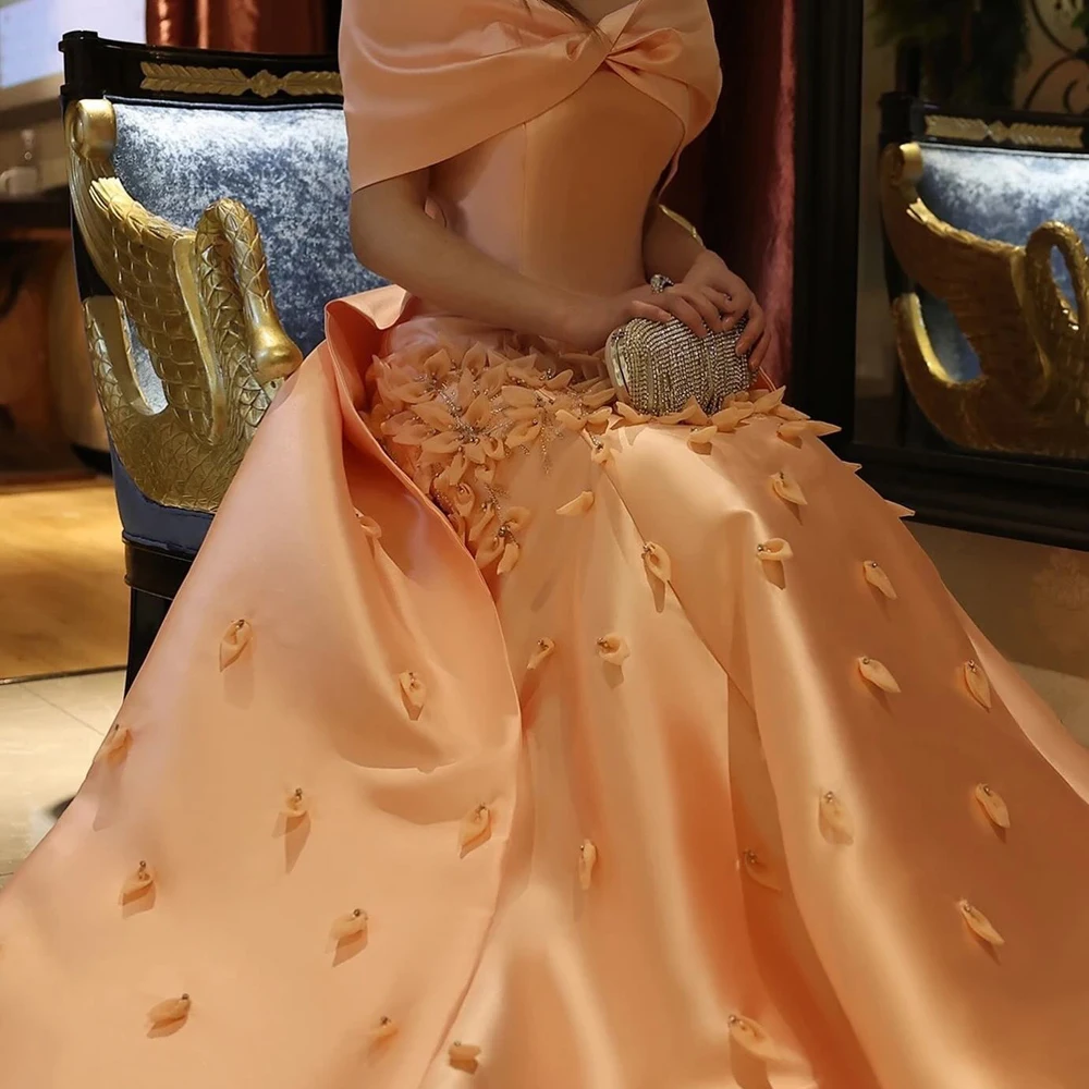 

Saudi Arabia Satin Evening Dresses Off Shoulder Beaded A Line Luxury Crystal Formal Party Prom Gown Vestido De Fiesta Customized