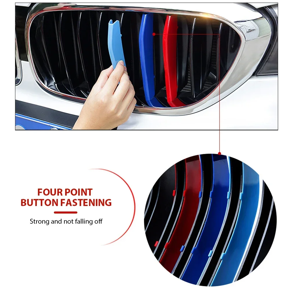 Car Grill Bar Grille Covers Decoration For BMW F10 F30 E60 E61 E90 E91 F11 F18 BMW 3 5 Series M Performance M Power 3 Colors ABS