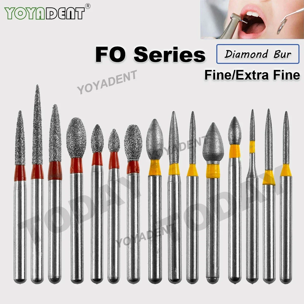 

FO Type Fine Dental Diamond Burs Dentistry Strawberries FG 1.6mm For High Speed Handpiece Polishing Teeth Stainless Steel