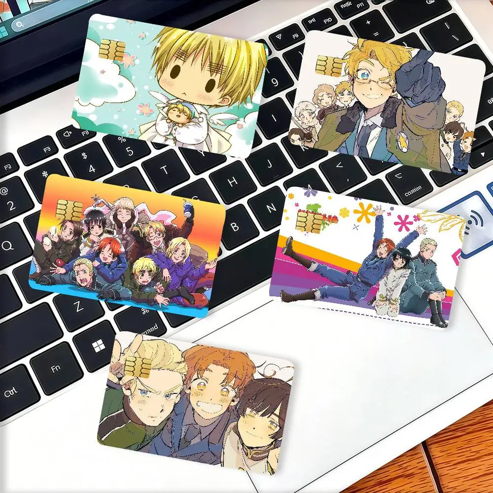 Anime H-Hetalia A-Axis Credit Card Decorative Card Stickers Suitable For Bank Cards Metro Transit Anti-scratch Gift 4PCS