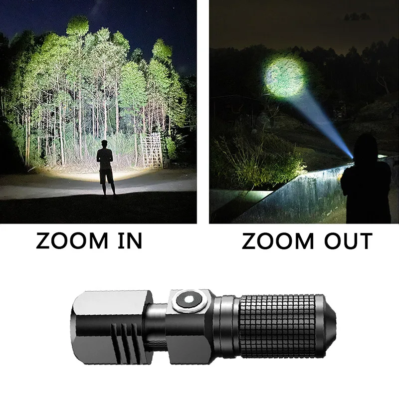 ZK50 Portable USB C Rechargeable Mini 16340 18650 Battery hand-hold Flashlight 1500lm Powerful Torch Can Be Close with One Click