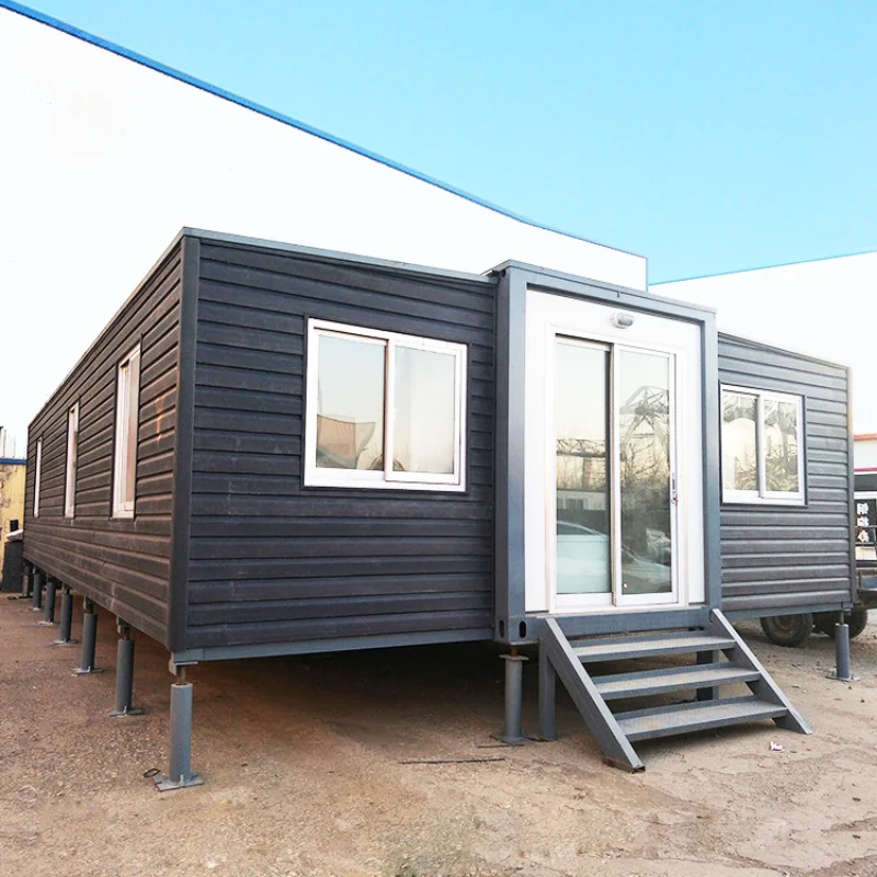 Luksusowy salon Prefab House Container 3 Sypialnia Modułowy Rozszerzalny Tiny Homes Prefab Stalowy Rozszerzalny kontener 20 stóp Dom Biuro