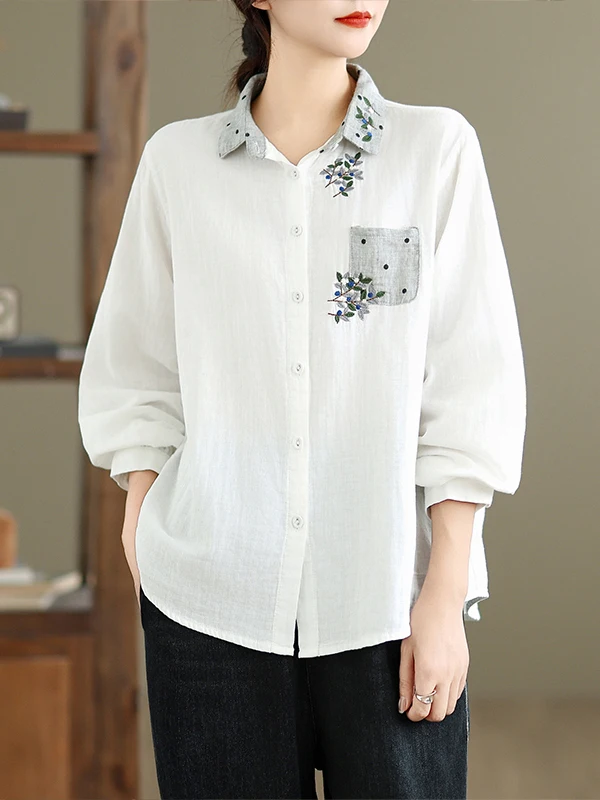 

Винтажный лоскутный топ с вышивкой для девочек, длинный дышащий хлопковый базовый слой, топ на осень и зиму