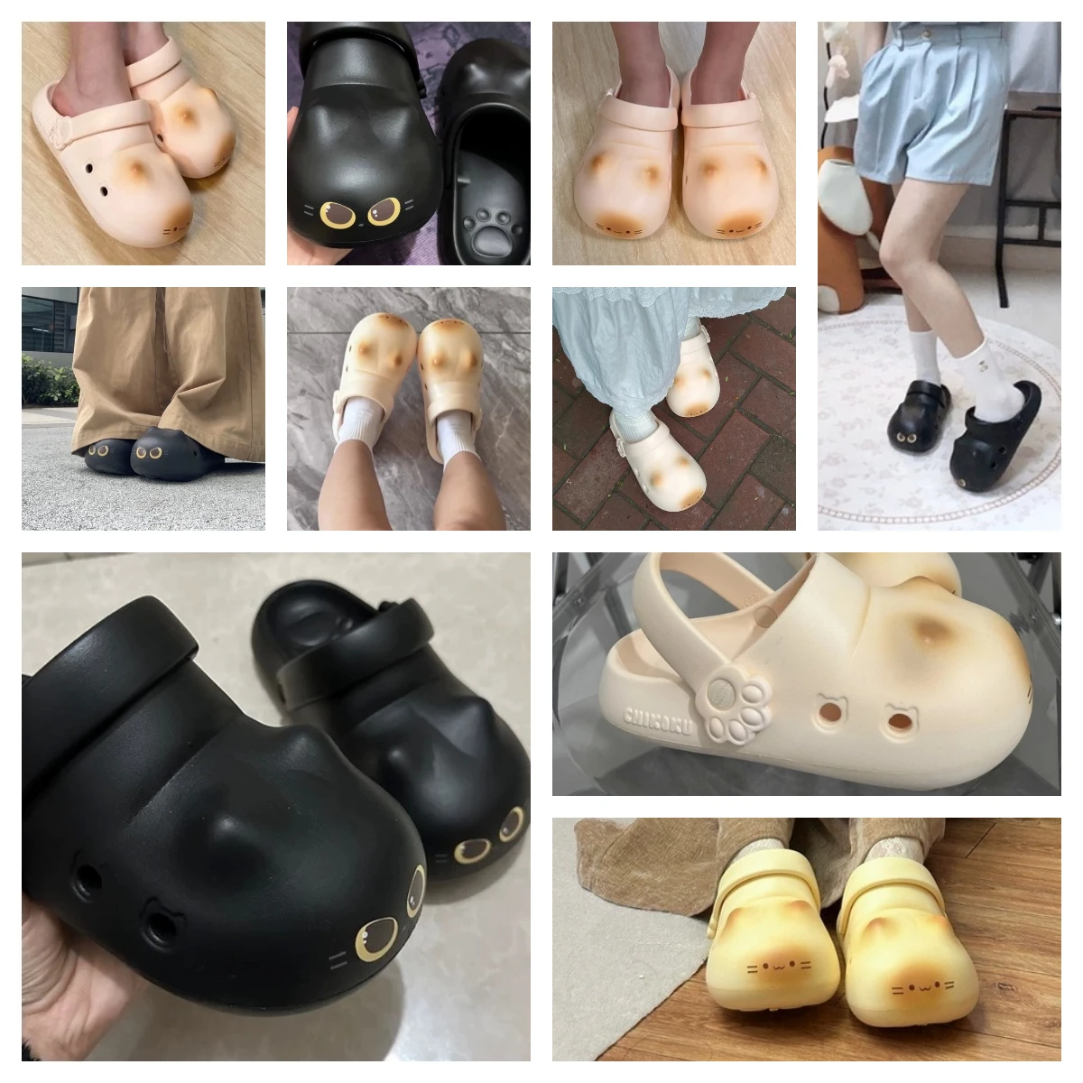 New creative black cat slippers for women summer soft cloud mules clogs woman strap sandal shoes cute kitty mary jane EVA sliper view 6