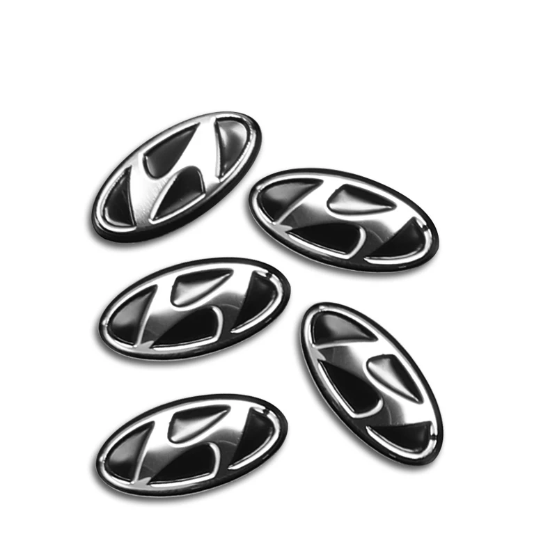 5Pcs Car Metal Logo Key Emblem Sticker Decoration For Hyundai Genesis N-LINE I10 I20 I30 I40 IX20 IX35 Kona Getz Veloster Tucson